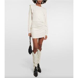 Etoile Isabel Marant Michaela Jersey Mini Dress Ecru Womens Size FR 42 US 10